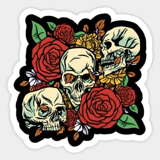 Skulls and Flowers Sticker